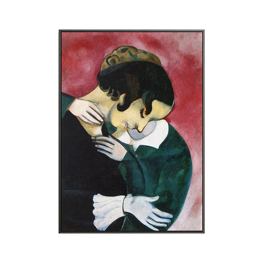 Vintage Lovers in Pink Painting Black Marc Chagall Wall Art Decor for Sitting Room Clearhalo 'Arts' 'Canvas Art' 1689841