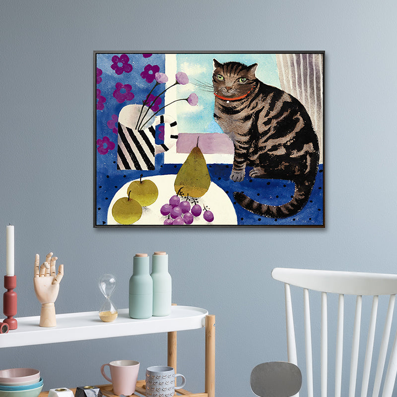 Childrens Art Kids Wall Art Cat and Fruit Painting Canvas Print for Bedroom Clearhalo 'Art Gallery' 'Canvas Art' 'Kids' Arts' 1689865