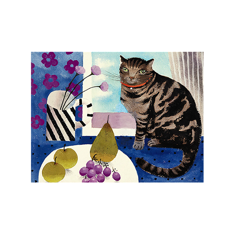 Childrens Art Kids Wall Art Cat and Fruit Painting Canvas Print for Bedroom Clearhalo 'Art Gallery' 'Canvas Art' 'Kids' Arts' 1689866
