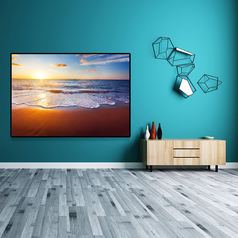 Photograph Coastal Canvas Wall Art Beach Scenery in Light Color for Sitting Room Clearhalo 'Art Gallery' 'Canvas Art' 'Coastal Art Gallery' 'Nautical' Arts' 1689907