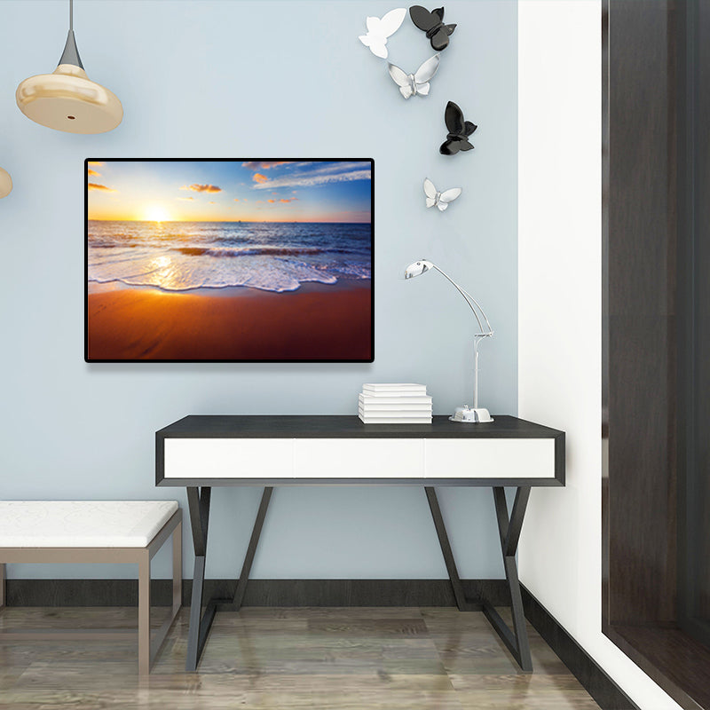 Photograph Coastal Canvas Wall Art Beach Scenery in Light Color for Sitting Room Clearhalo 'Art Gallery' 'Canvas Art' 'Coastal Art Gallery' 'Nautical' Arts' 1689908