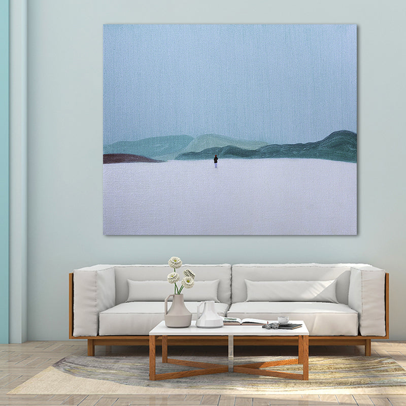 Light Color Hiking Painting Textured Minimalism Style Boys Bedroom Wall Art Print Blue Clearhalo 'Art Gallery' 'Canvas Art' 'Contemporary Art Gallery' 'Contemporary Art' 'Minimalism' 'Minimalist Art Gallery' 'Scandinavian' Arts' 1689942