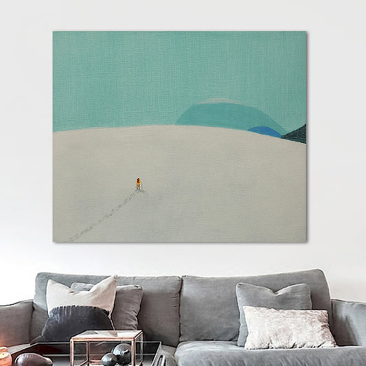Light Color Hiking Painting Textured Minimalism Style Boys Bedroom Wall Art Print Clearhalo 'Art Gallery' 'Canvas Art' 'Contemporary Art Gallery' 'Contemporary Art' 'Minimalism' 'Minimalist Art Gallery' 'Scandinavian' Arts' 1689948