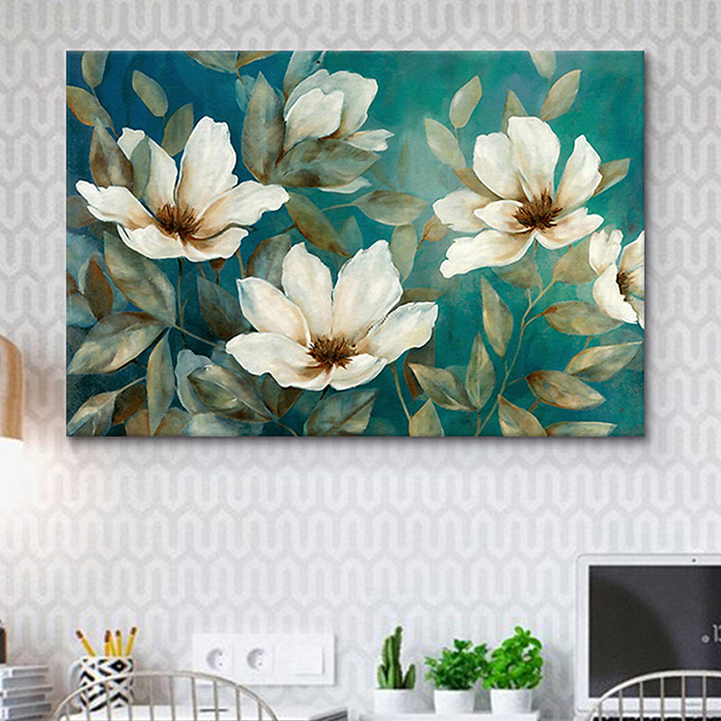 Floweret Canvas Wall Art Traditional Stylish Blossom Painting in White for Living Room White Clearhalo 'Art Gallery' 'Canvas Art' 'Traditional' Arts' 1689950