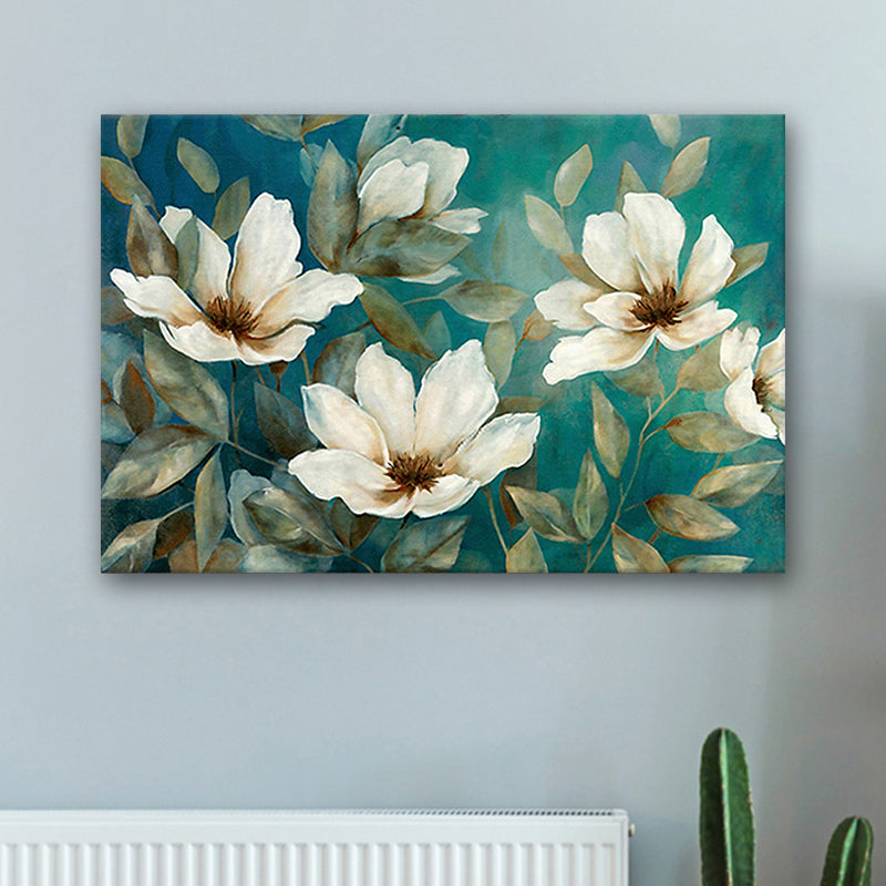 Floweret Canvas Wall Art Traditional Stylish Blossom Painting in White for Living Room Clearhalo 'Art Gallery' 'Canvas Art' 'Traditional' Arts' 1689951
