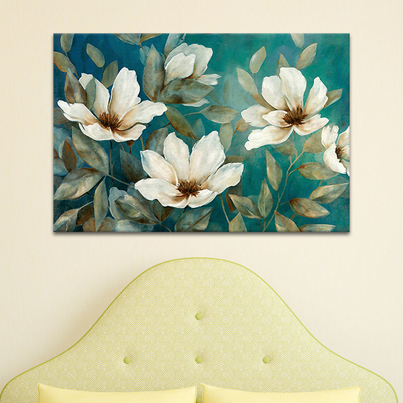 Floweret Canvas Wall Art Traditional Stylish Blossom Painting in White for Living Room Clearhalo 'Art Gallery' 'Canvas Art' 'Traditional' Arts' 1689952