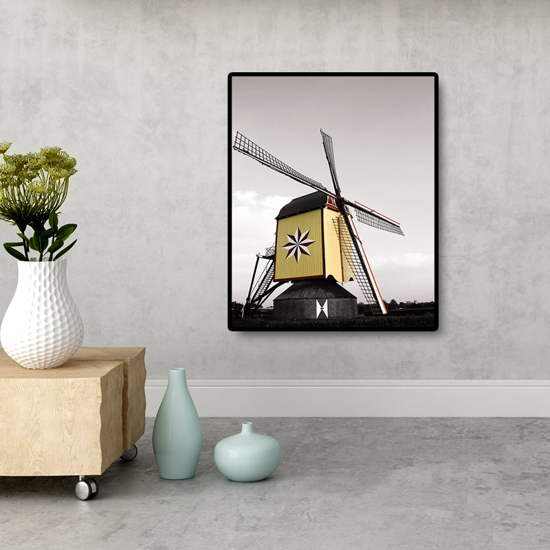 Contemporary Windmill Canvas Wall Art Bright Color Textured Wall Decor for Bedroom Clearhalo 'Art Gallery' 'Canvas Art' 'Contemporary Art Gallery' 'Modern' Arts' 1689958