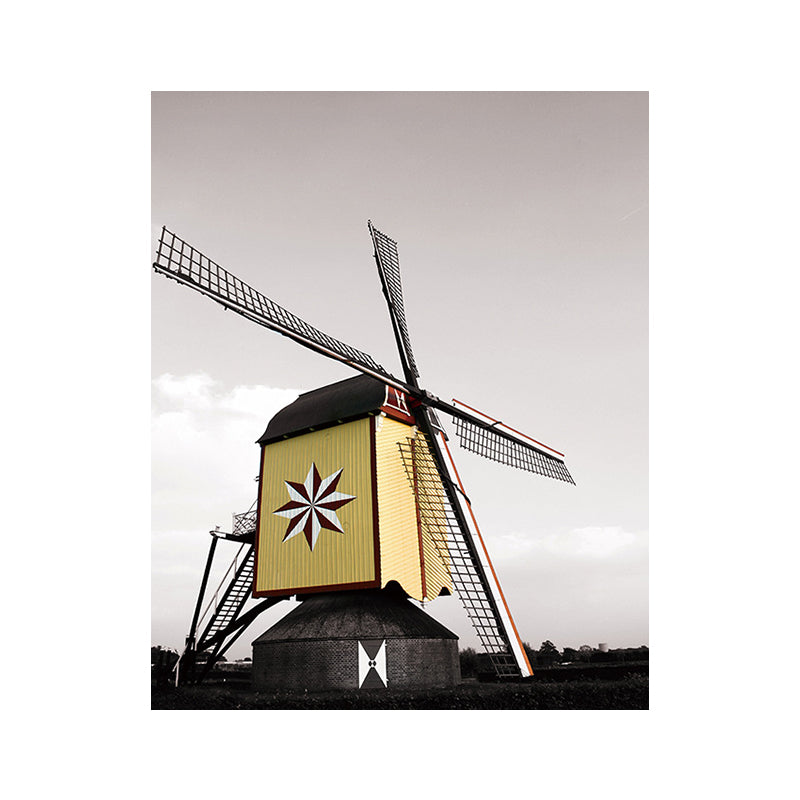 Contemporary Windmill Canvas Wall Art Bright Color Textured Wall Decor for Bedroom Clearhalo 'Art Gallery' 'Canvas Art' 'Contemporary Art Gallery' 'Modern' Arts' 1689960