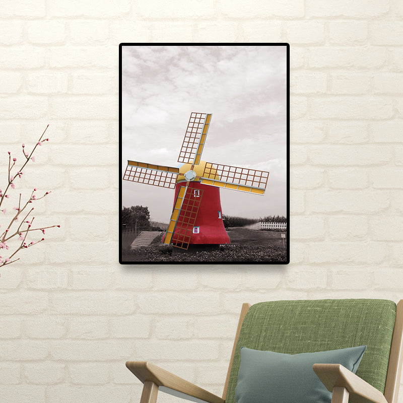 Contemporary Windmill Canvas Wall Art Bright Color Textured Wall Decor for Bedroom Clearhalo 'Art Gallery' 'Canvas Art' 'Contemporary Art Gallery' 'Modern' Arts' 1689965