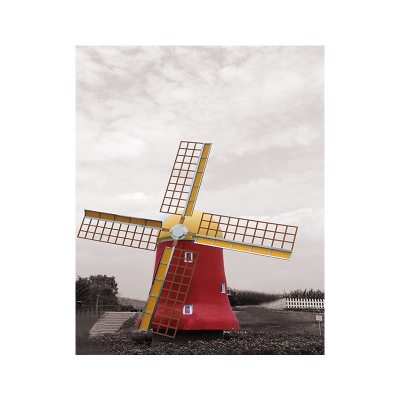 Contemporary Windmill Canvas Wall Art Bright Color Textured Wall Decor for Bedroom Clearhalo 'Art Gallery' 'Canvas Art' 'Contemporary Art Gallery' 'Modern' Arts' 1689967