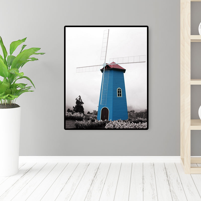 Contemporary Windmill Canvas Wall Art Bright Color Textured Wall Decor for Bedroom Clearhalo 'Art Gallery' 'Canvas Art' 'Contemporary Art Gallery' 'Modern' Arts' 1689970