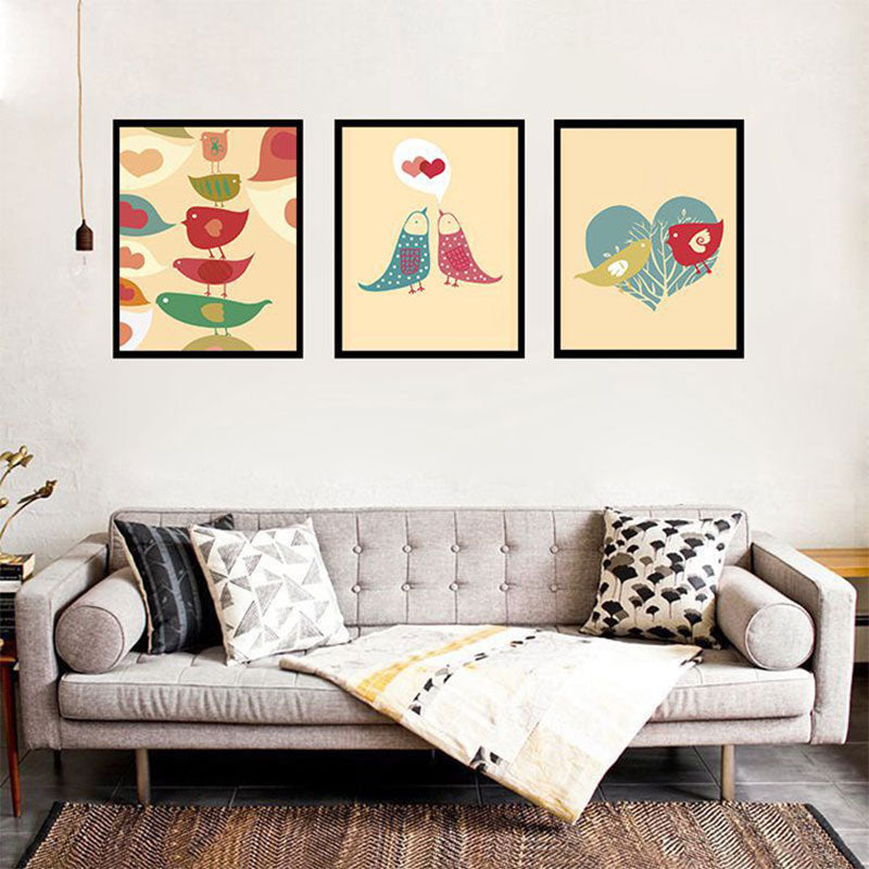 Minimalism for Kids Wrapped Canvas Birds Multicolored Wall Art Decor, Multiple Sizes Blue Clearhalo 'Art Gallery' 'Canvas Art' 'Kids' Arts' 1689979
