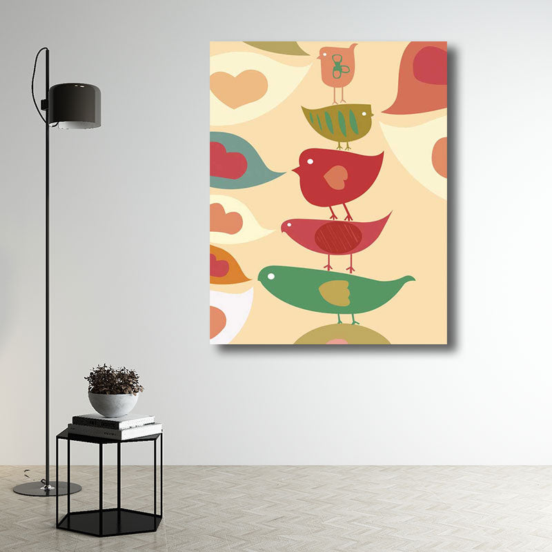 Minimalism for Kids Wrapped Canvas Birds Multicolored Wall Art Decor, Multiple Sizes Clearhalo 'Art Gallery' 'Canvas Art' 'Kids' Arts' 1689987
