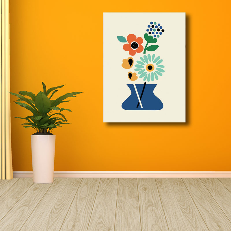 Modern Flowers in Vase Wall Decor Blue Plant Canvas Prints, Multiple Size Options Clearhalo 'Art Gallery' 'Canvas Art' 'Kids' Arts' 1689995