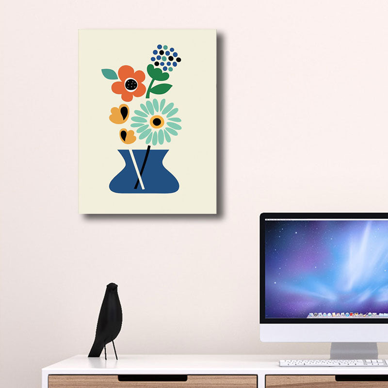 Modern Flowers in Vase Wall Decor Blue Plant Canvas Prints, Multiple Size Options Clearhalo 'Art Gallery' 'Canvas Art' 'Kids' Arts' 1689996