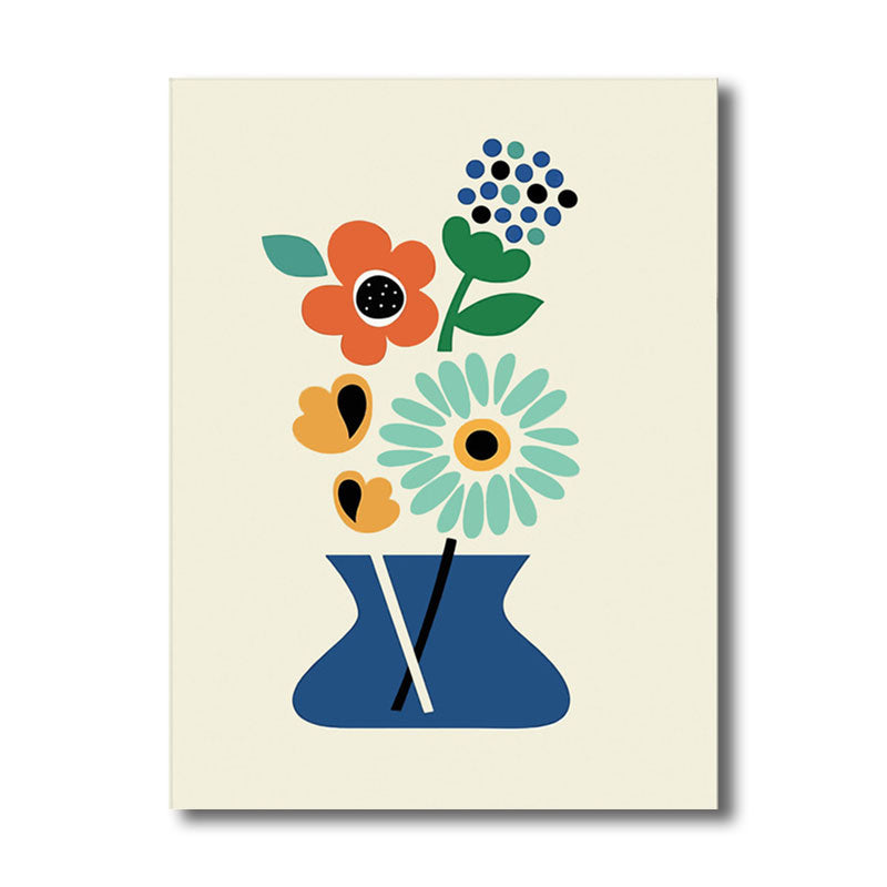 Modern Flowers in Vase Wall Decor Blue Plant Canvas Prints, Multiple Size Options Clearhalo 'Art Gallery' 'Canvas Art' 'Kids' Arts' 1689997