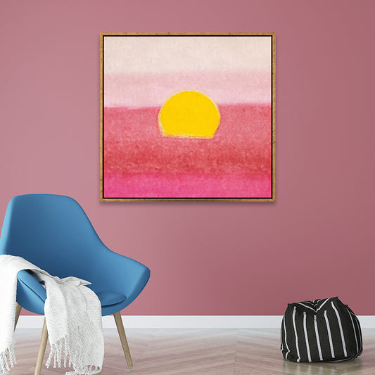 Painting Print Pop Art Canvas with Andy Warhol Sunset Scenery in Pink and Yellow Pink Clearhalo 'Art Gallery' 'Canvas Art' 'Kids' Arts' 1690022