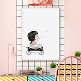 White Bear and Girl Canvas Art Decorative Cartoon for Playroom Painting, Multiple Sizes Clearhalo 'Art Gallery' 'Canvas Art' 'Kids' Arts' 1690082
