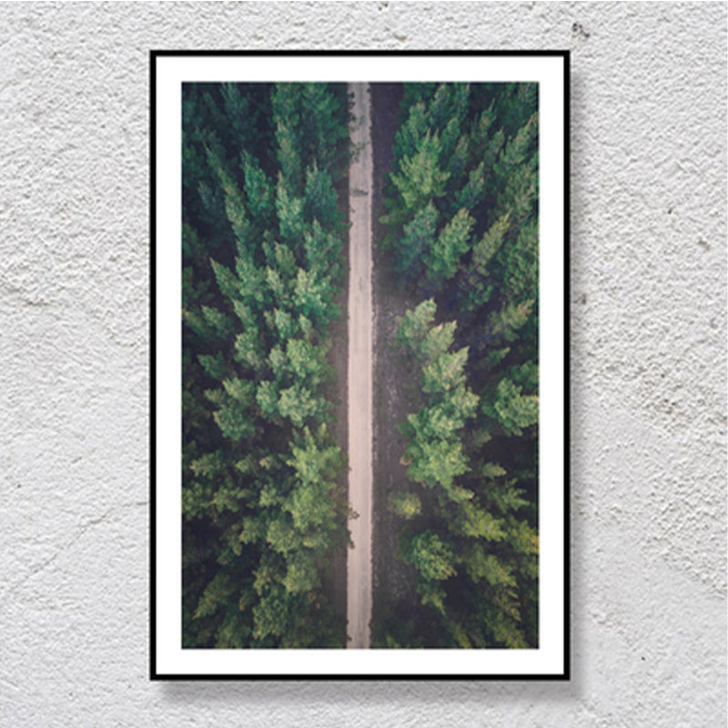 Modern Highway in Forest Canvas for Parlor Wall Art Decor in Green, Multiple Size Available Green Design 1 Clearhalo 'Art Gallery' 'Canvas Art' 'Contemporary Art Gallery' 'Modern' Arts' 1690117
