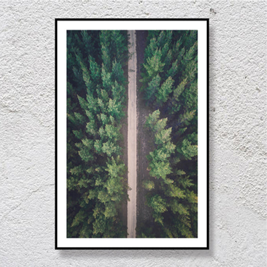 Modern Highway in Forest Canvas for Parlor Wall Art Decor in Green, Multiple Size Available Green Design 1 Clearhalo 'Art Gallery' 'Canvas Art' 'Contemporary Art Gallery' 'Modern' Arts' 1690117