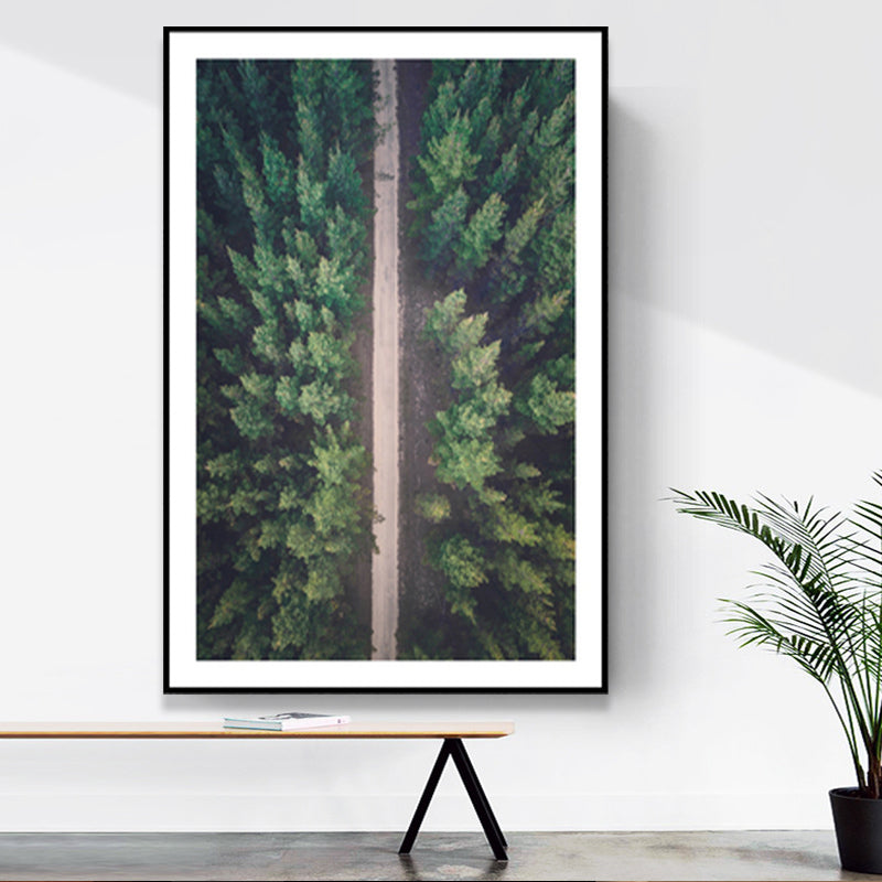 Modern Highway in Forest Canvas for Parlor Wall Art Decor in Green, Multiple Size Available Clearhalo 'Art Gallery' 'Canvas Art' 'Contemporary Art Gallery' 'Modern' Arts' 1690118