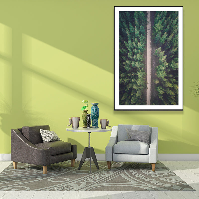 Modern Highway in Forest Canvas for Parlor Wall Art Decor in Green, Multiple Size Available Clearhalo 'Art Gallery' 'Canvas Art' 'Contemporary Art Gallery' 'Modern' Arts' 1690119