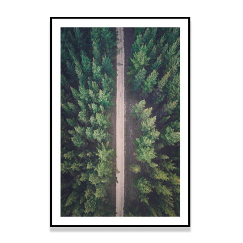 Modern Highway in Forest Canvas for Parlor Wall Art Decor in Green, Multiple Size Available Clearhalo 'Art Gallery' 'Canvas Art' 'Contemporary Art Gallery' 'Modern' Arts' 1690120