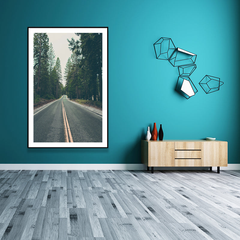 Modern Highway in Forest Canvas for Parlor Wall Art Decor in Green, Multiple Size Available Green Design 2 Clearhalo 'Art Gallery' 'Canvas Art' 'Contemporary Art Gallery' 'Modern' Arts' 1690124