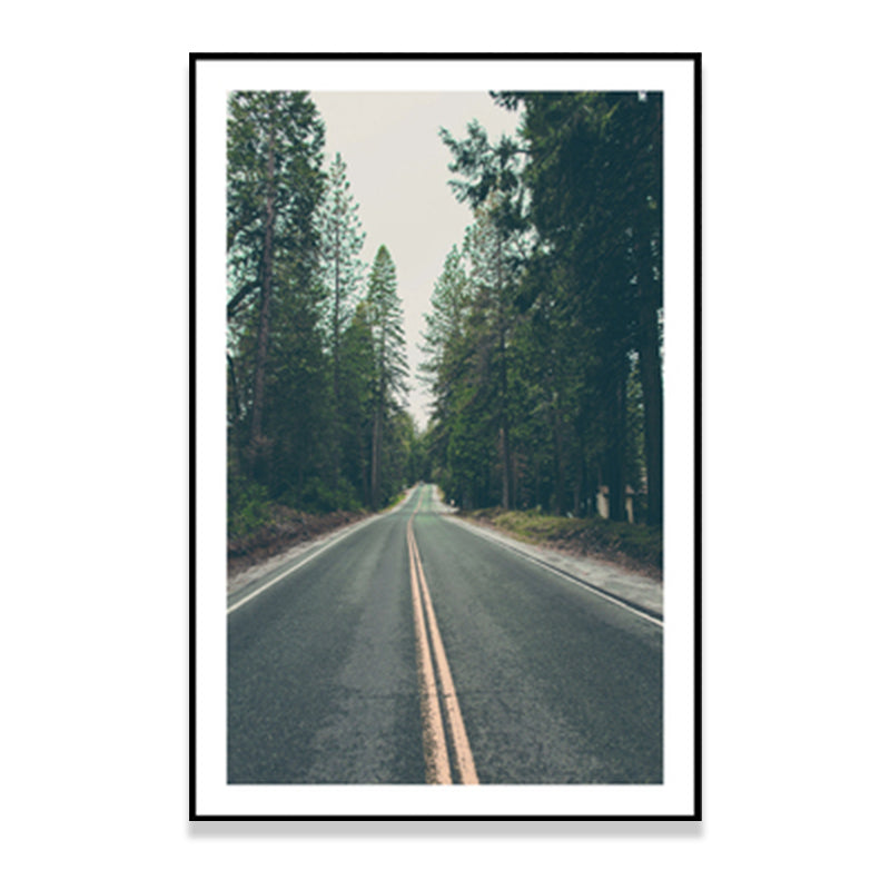 Modern Highway in Forest Canvas for Parlor Wall Art Decor in Green, Multiple Size Available Clearhalo 'Art Gallery' 'Canvas Art' 'Contemporary Art Gallery' 'Modern' Arts' 1690127