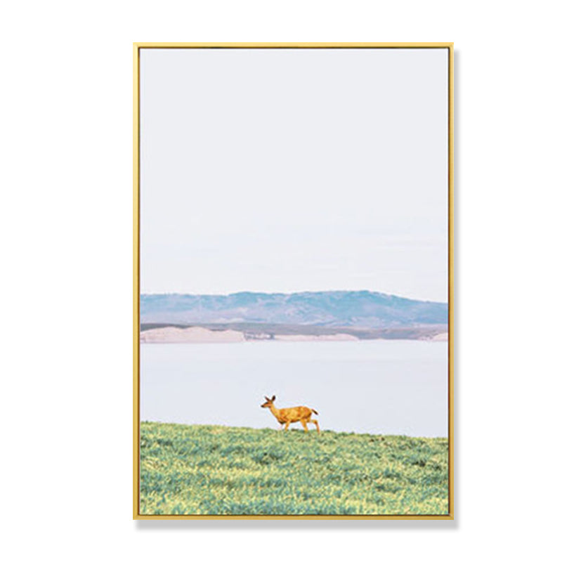 Rustic Deer on Grass Art Print Canvas Decorative Green Wall Decor for Great Room Clearhalo 'Art Gallery' 'Canvas Art' 'Country Art Gallery' 'French Country' 'Rustic' Arts' 1690131