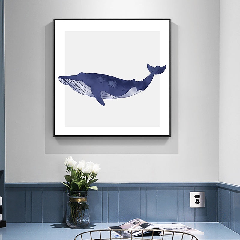 Watercolor Painting Coastal Style Canvas Great Whale in Soft Color, Multiple Sizes Clearhalo 'Art Gallery' 'Canvas Art' 'Coastal Art Gallery' 'Nautical' Arts' 1690161