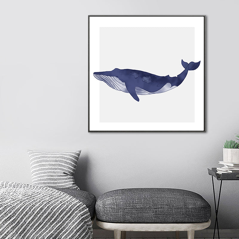 Watercolor Painting Coastal Style Canvas Great Whale in Soft Color, Multiple Sizes Clearhalo 'Art Gallery' 'Canvas Art' 'Coastal Art Gallery' 'Nautical' Arts' 1690162