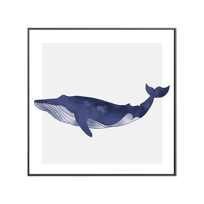 Watercolor Painting Coastal Style Canvas Great Whale in Soft Color, Multiple Sizes Clearhalo 'Art Gallery' 'Canvas Art' 'Coastal Art Gallery' 'Nautical' Arts' 1690163