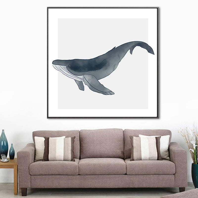 Watercolor Painting Coastal Style Canvas Great Whale in Soft Color, Multiple Sizes Clearhalo 'Art Gallery' 'Canvas Art' 'Coastal Art Gallery' 'Nautical' Arts' 1690166