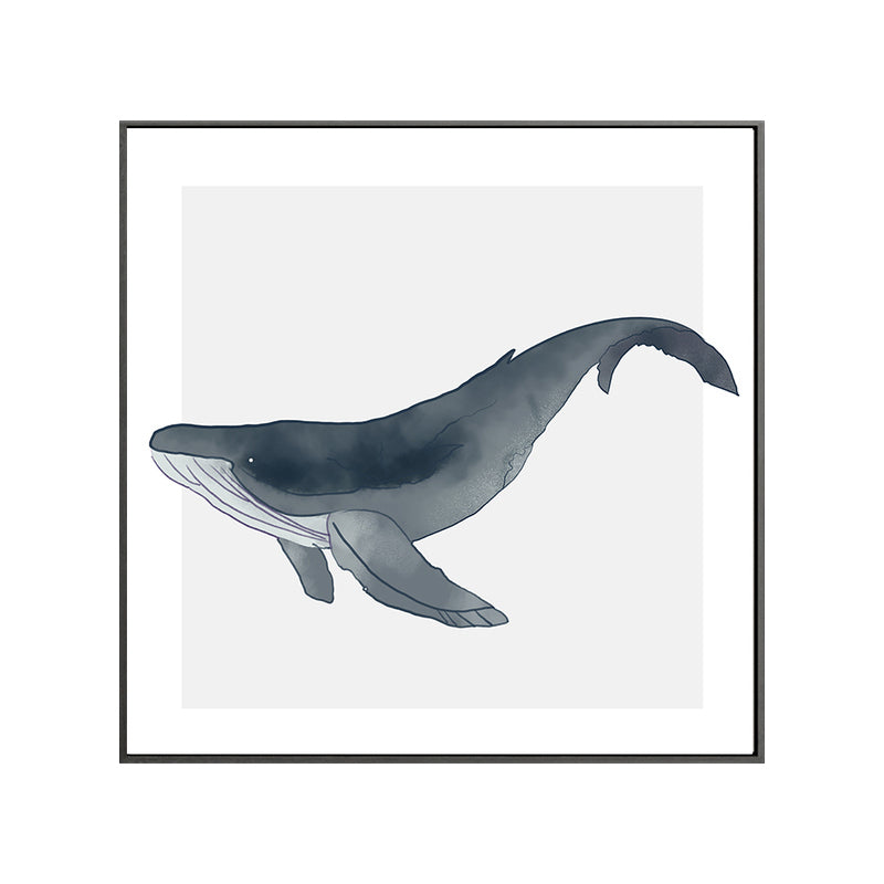 Watercolor Painting Coastal Style Canvas Great Whale in Soft Color, Multiple Sizes Clearhalo 'Art Gallery' 'Canvas Art' 'Coastal Art Gallery' 'Nautical' Arts' 1690167