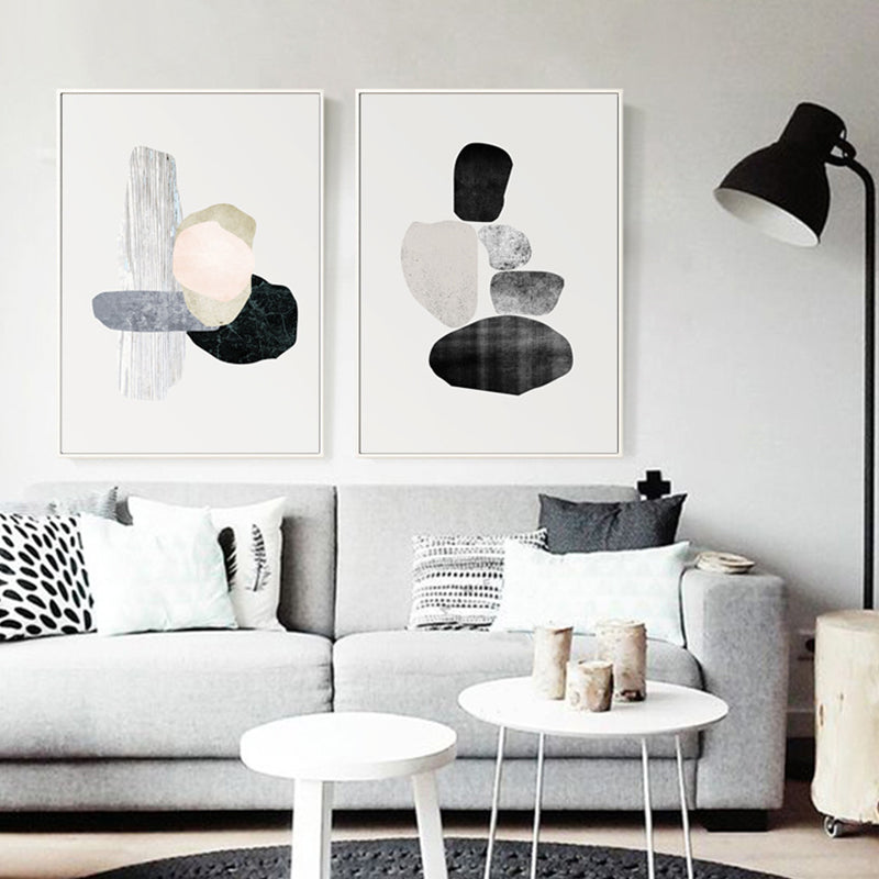 Textured Abstract Geometric Wall Art Nordic Canvas Paint for Dining Room, Multiple Sizes Pink Clearhalo 'Arts' 'Canvas Art' 1690205