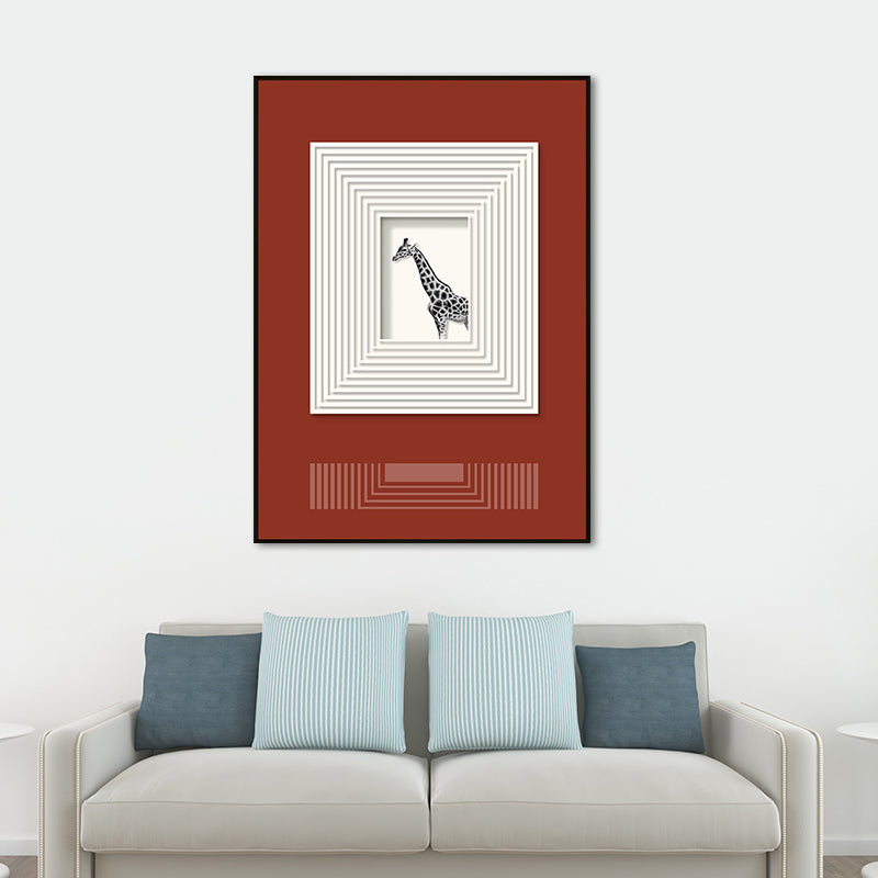 Textured Animal Under Frame Painting Children's Art Wall Decor in Soft Color for Nursery Bedroom Clearhalo 'Art Gallery' 'Canvas Art' 'Kids' Arts' 1690222