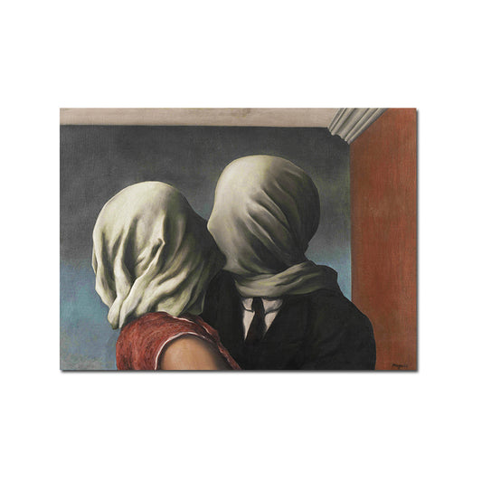 Surrealism Magritte the Lovers Canvas Blue Textured Wall Art Print for Living Room Clearhalo 'Arts' 'Canvas Art' 1690249