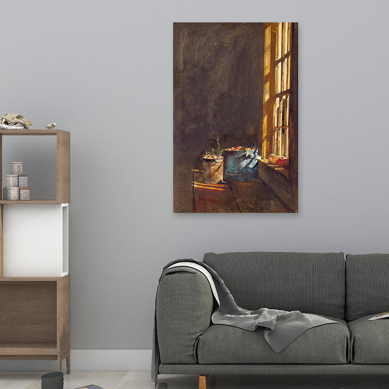 Canvas Textured Wall Decor Vintage Andrew Wyeth Strawberry at the Window Painting Art Print Clearhalo 'Arts' 'Canvas Art' 1690262