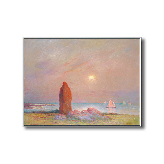 Impressionism Seascape Painting Canvas Pink Textured Wall Art Print for Dining Room Clearhalo 'Art Gallery' 'Canvas Art' 'Country Art Gallery' 'French Country' 'Rustic' Arts' 1690305