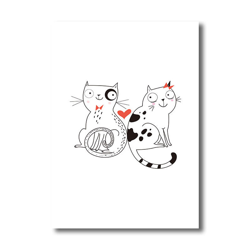 Multicolored Cartoon Animal Canvas Minimalism Decorative Wall Art Print for Kids Room Clearhalo 'Art Gallery' 'Canvas Art' 'Kids' Arts' 1690319