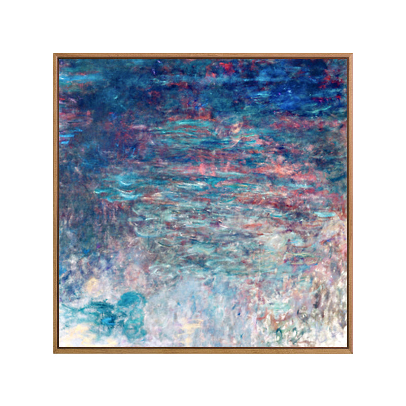 Purple Monet Water Lilies Painting Textured Farmhouse Family Room Canvas Wall Art Clearhalo 'Art Gallery' 'Canvas Art' 'Country Art Gallery' 'French Country' 'Rustic' Arts' 1690337