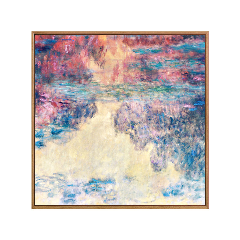 Purple Monet Water Lilies Painting Textured Farmhouse Family Room Canvas Wall Art Clearhalo 'Art Gallery' 'Canvas Art' 'Country Art Gallery' 'French Country' 'Rustic' Arts' 1690344