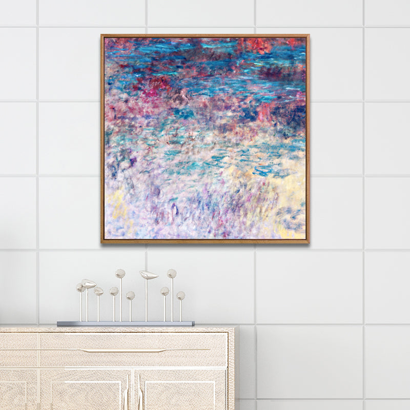 Purple Monet Water Lilies Painting Textured Farmhouse Family Room Canvas Wall Art Purple Design 3 Clearhalo 'Art Gallery' 'Canvas Art' 'Country Art Gallery' 'French Country' 'Rustic' Arts' 1690345