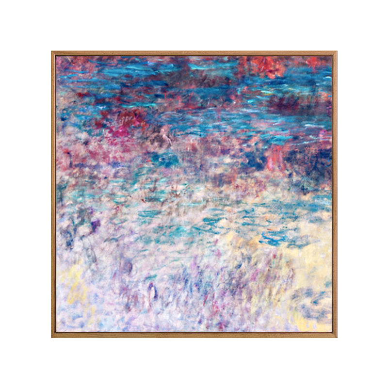 Purple Monet Water Lilies Painting Textured Farmhouse Family Room Canvas Wall Art Clearhalo 'Art Gallery' 'Canvas Art' 'Country Art Gallery' 'French Country' 'Rustic' Arts' 1690348