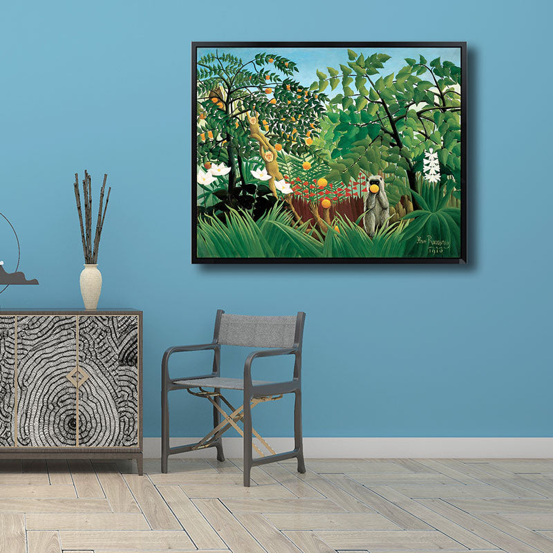 Henri Rousseau Jungle Mandrill Canvas Green Childrens Art Wall Decor for Bedroom Clearhalo 'Art Gallery' 'Canvas Art' 'Kids' Arts' 1690373