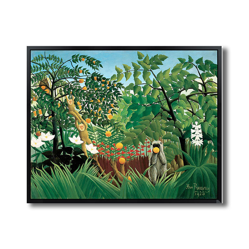 Henri Rousseau Jungle Mandrill Canvas Green Childrens Art Wall Decor for Bedroom Clearhalo 'Art Gallery' 'Canvas Art' 'Kids' Arts' 1690374