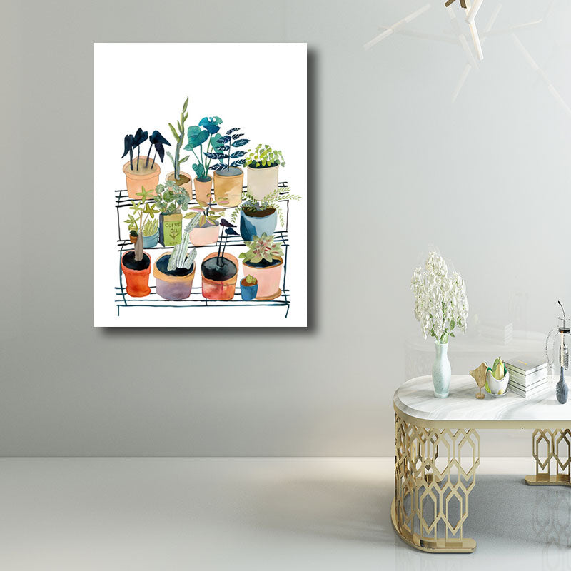 Canvas Decorative Art Print Rural Colorful Potted Plant Paintings, Multiple Sizes Clearhalo 'Art Gallery' 'Canvas Art' 'Country Art Gallery' 'French Country' 'Rustic' Arts' 1690379