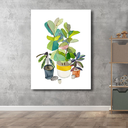Canvas Decorative Art Print Rural Colorful Potted Plant Paintings, Multiple Sizes Clearhalo 'Art Gallery' 'Canvas Art' 'Country Art Gallery' 'French Country' 'Rustic' Arts' 1690386