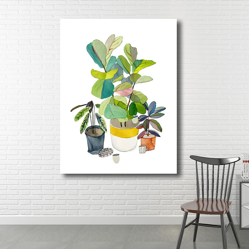 Canvas Decorative Art Print Rural Colorful Potted Plant Paintings, Multiple Sizes Clearhalo 'Art Gallery' 'Canvas Art' 'Country Art Gallery' 'French Country' 'Rustic' Arts' 1690387
